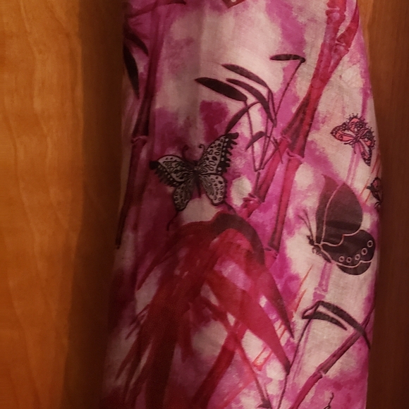 Accessories - Pink and Black Butterfly Scarf. Can be used as Hair, Neck or Purse Scarf.
